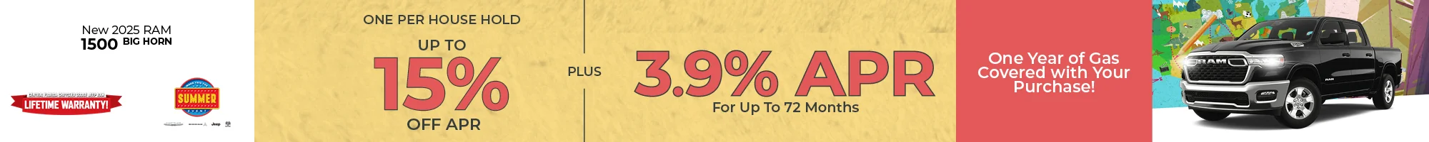 Go On Your Great American Road Trip For Less! Fill Up On Us! One Year Of Gas On Us! 2025 RAM 1500 Big Horn  UP TO 15% OFF MSRP PLUS 3.9% APR for 72 Months 