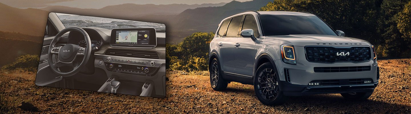 Interior and exterior view of a 2022 Kia Telluride