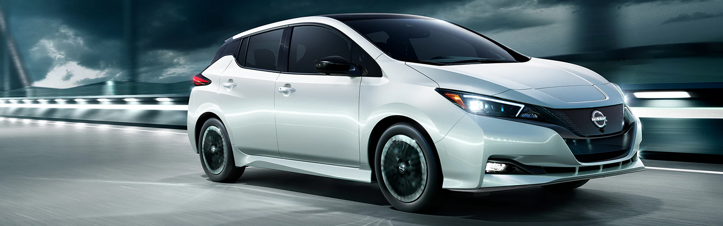 2024 Nissan Leaf Specs side front in white colour