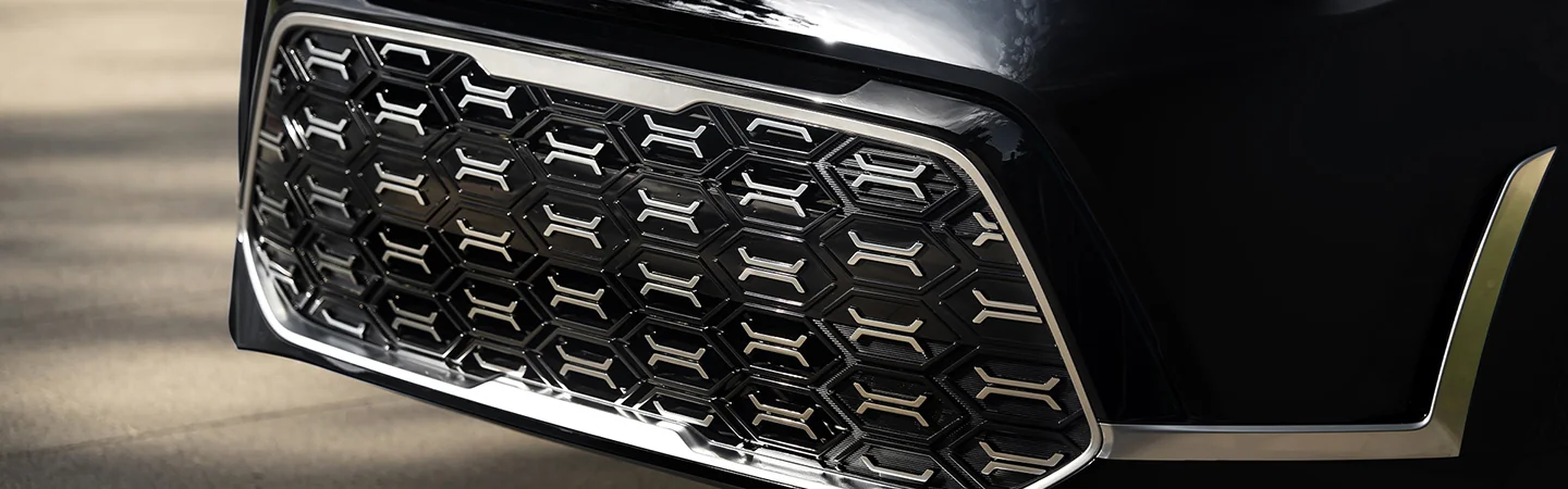 Close up view of the grill of a 2025 Kia Soul 