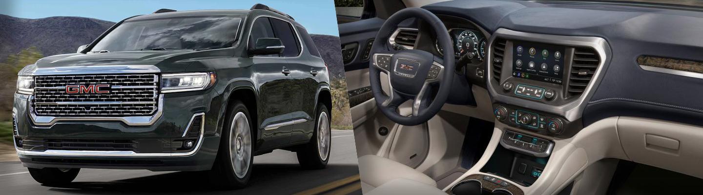 Interior and exterior view of a GMC Acadia