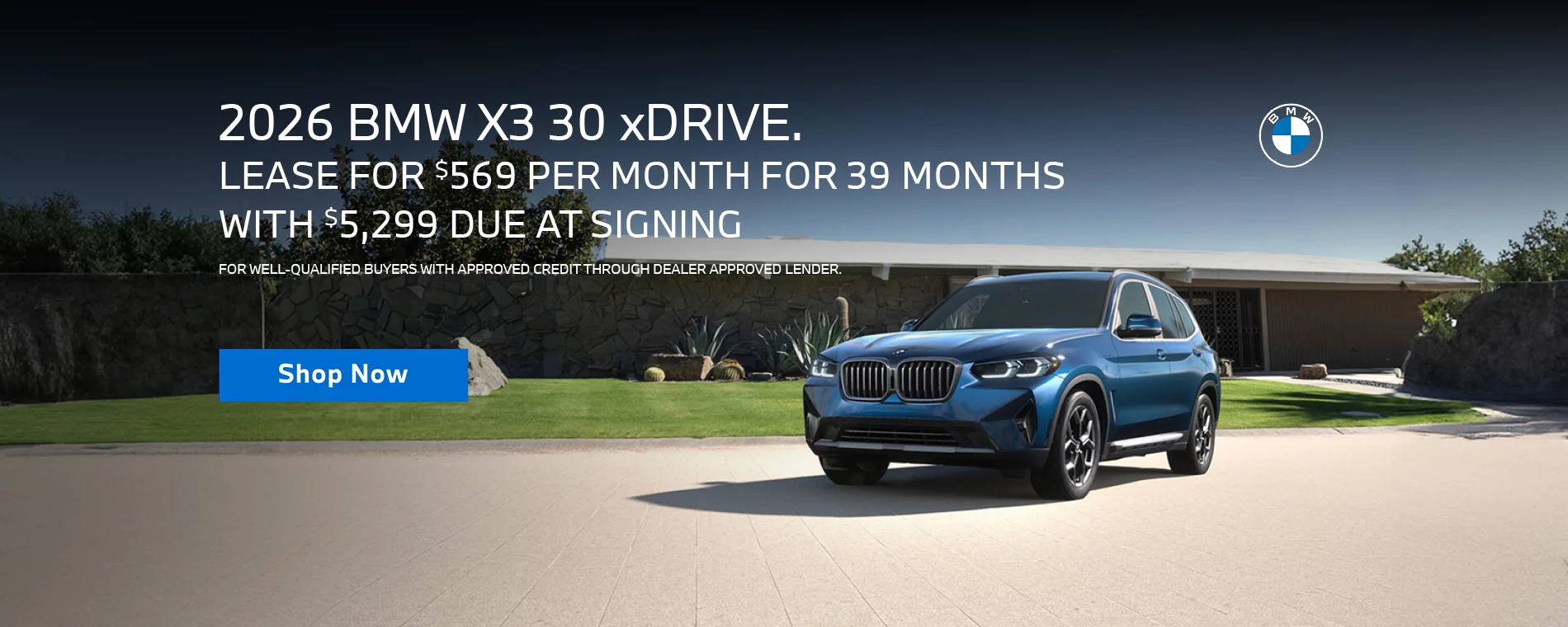 LEASE A 2026 BMW X3 30 xDRIVE FOR $569 PER MONTH FOR 39 MONTHS WITH $5,299 DUE AT SIGNING. FOR WELL QUALIFIED BUYERS WITH APPROVED CREDIT THROUGH DEALER APPROVED LENDER.