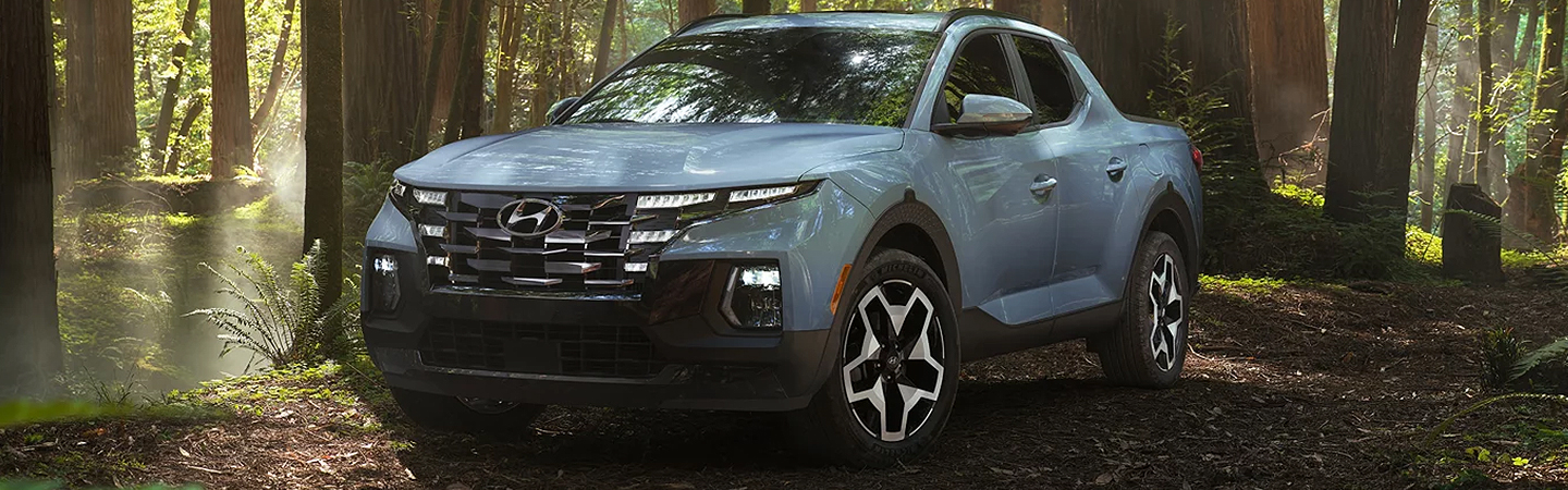 2024 Hyundai Santa Cruz front side in blue colour