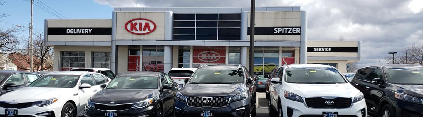 Front view of the Spitzer Kia Cleveland Dealership