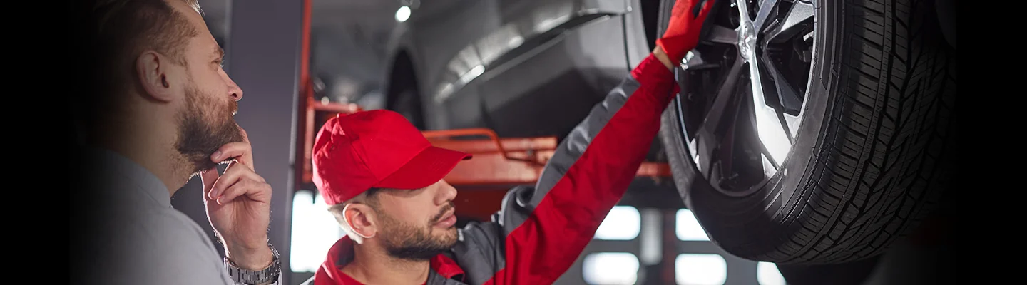 Service techs checking out tires