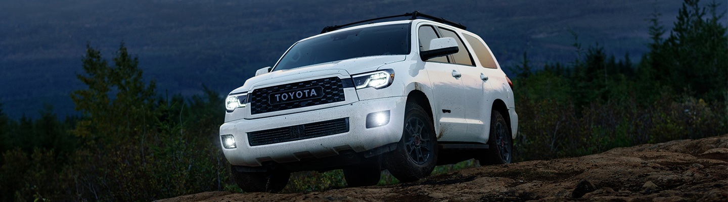 2020 Toyota Sequoia TRD Pro with headlights on