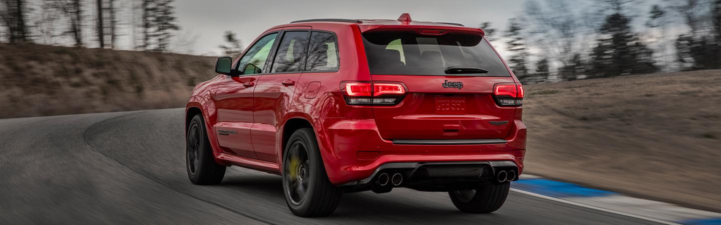 Rear view of a red 2021 Grand Cherokee L