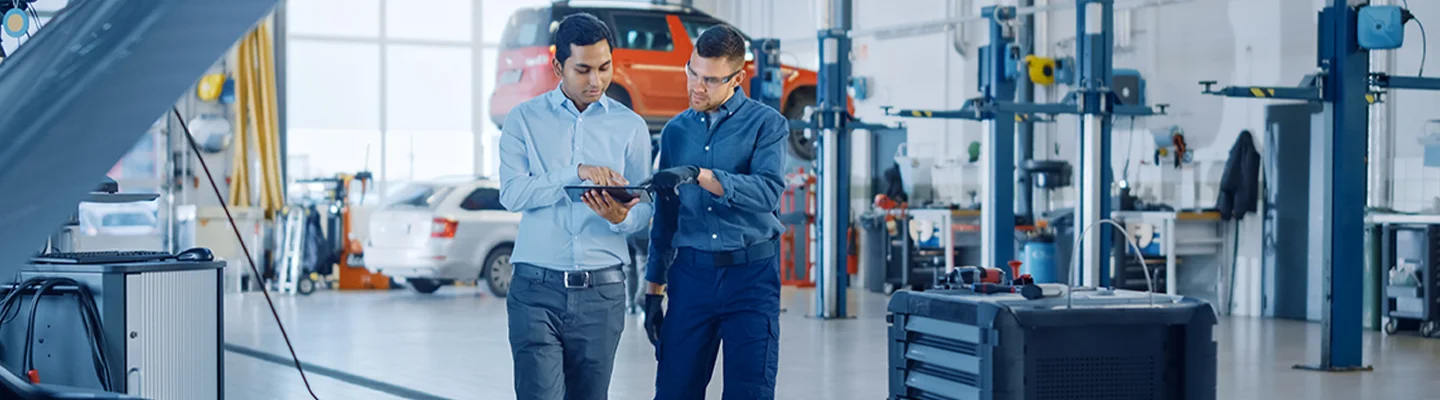 servicing car at dealership