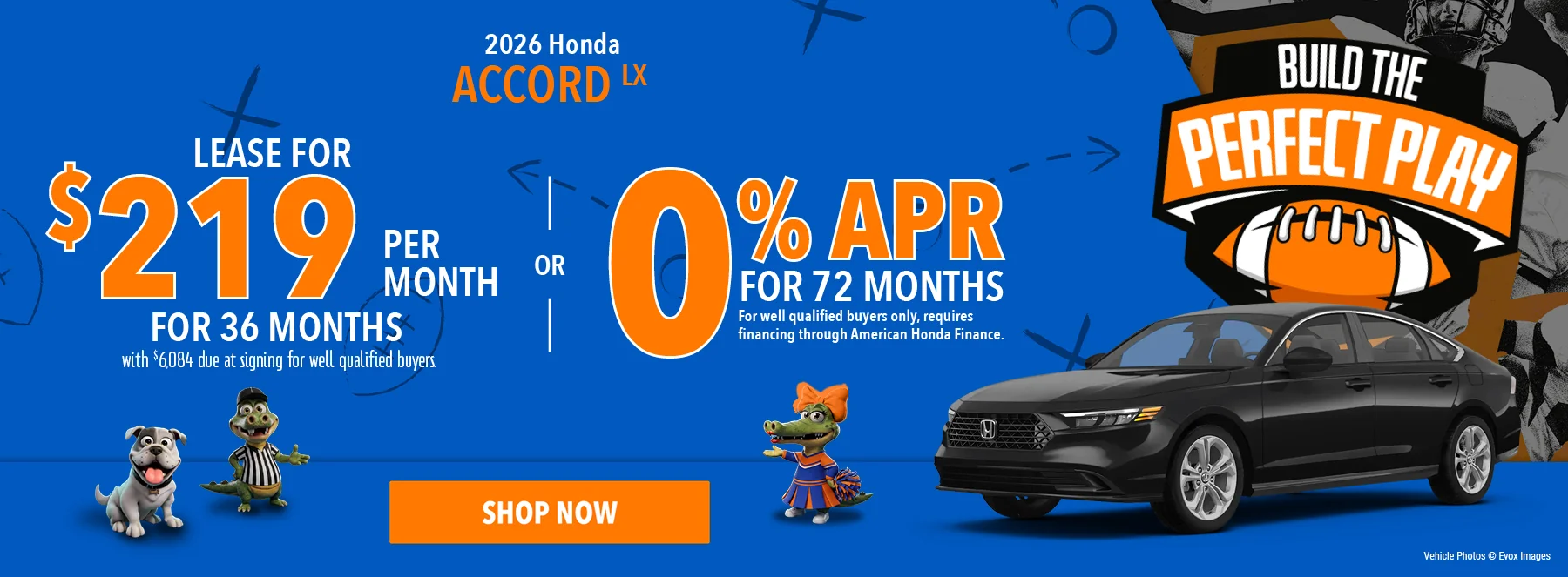 2026 Honda Accord LX Lease For $219 Per Month For 36 Months with $6,084 due at signing For well qualified buyers. 0% APR For 72 Months For well qualified buyers only, requires financing through American Honda Finance.