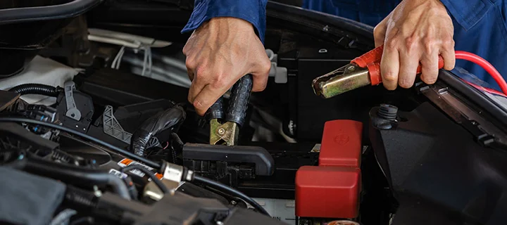 Service tech working on battery service
