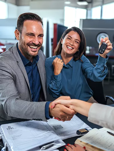 Customer reviewing vehicle financing information