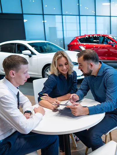 Customer completing a vehicle finance application