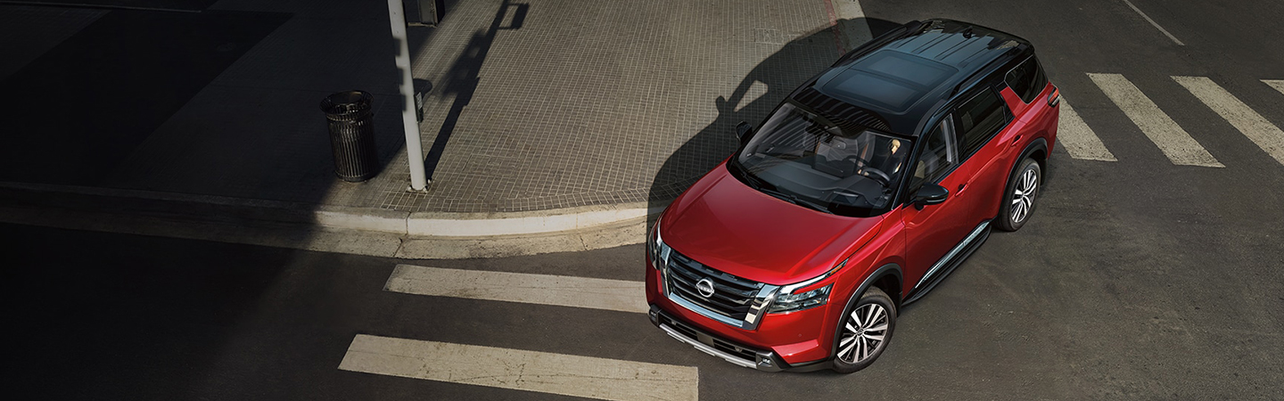 2024 Nissan Pathfinder red color topview