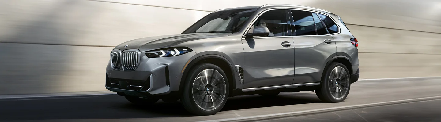 Gray BMW SUV driving on a raod