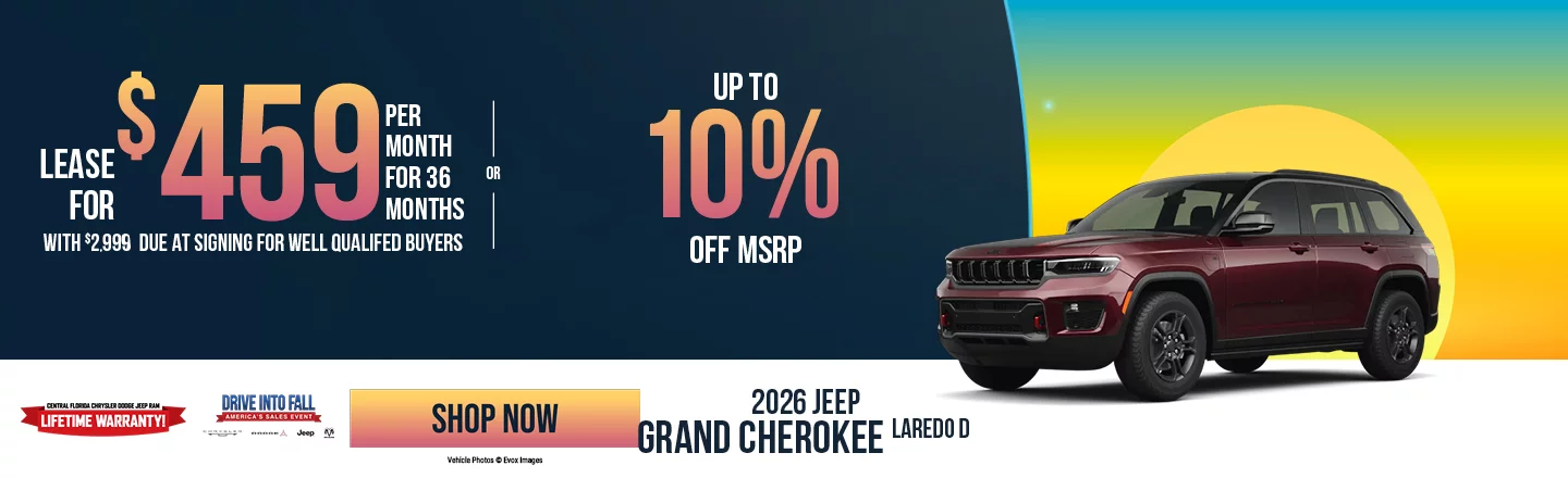 2026 Jeep Grand Cherokee Laredo LEASE: Lease For $459 Per month For 36 Months With $2,999 Due At Signing For Well Qualified Buyers PURCHASE: Up to $9,000 off MSRP