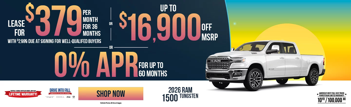 2026 RAM 1500 Tungsten Purchase: Up to $16,900 Off MSRP  Lease: Lease for $379 Per Month For 36 Months With $2,999 DAS For Well Qualified Buyers OR: 0% APR For 60 Months For well-qualified buyers must purchase must purchase through Stellantis Finance 