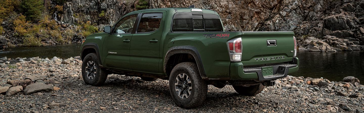 Green Toyota Tacoma Parked in Off Road
