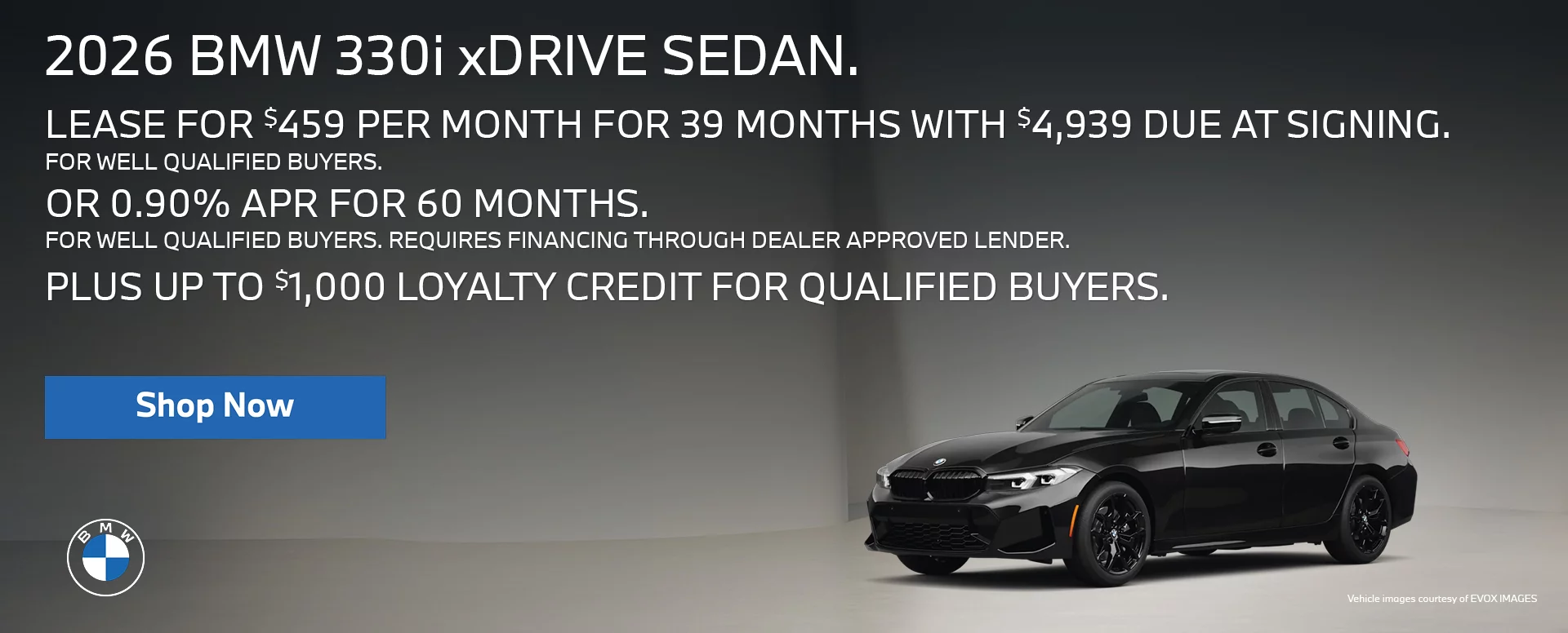 LEASE FOR $459 PER MONTH FOR 39 MONTHS WITH $4,939 DUE AT SIGNING FOR WELL QUALIFIED BUYERS.   OR 0.90% APR FOR UP TO 60 MONTHS FOR WELL QUALIFIED BUYERS. REQUIRES 		FINANCING THROUGH DEALER APPROVED LENDER.  PLUS UP TO $1,000 LOYALTY CREDIT FOR QUALIFIED BUYERS.