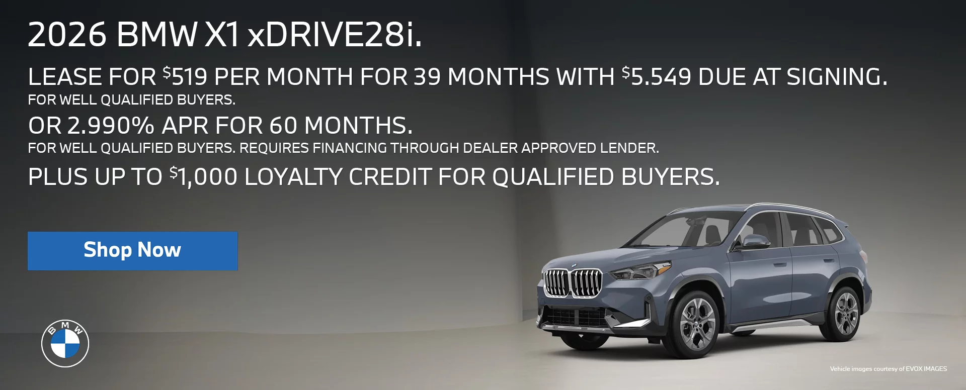LEASE FOR $519 PER MONTH FOR 39 MONTHS WITH $5,549 DUE AT SIGNING FOR WELL QUALIFIED BUYERS.   Or 2.99% APR FOR 60 MONTHS FOR WELL QUALIFIED BUYERS. REQUIRES 		FINANCING THROUGH DEALER APPROVED LENDER.  PLUS UP TO $1,000 LOYALTY CREDIT FOR QUALIFIED BUYERS.
