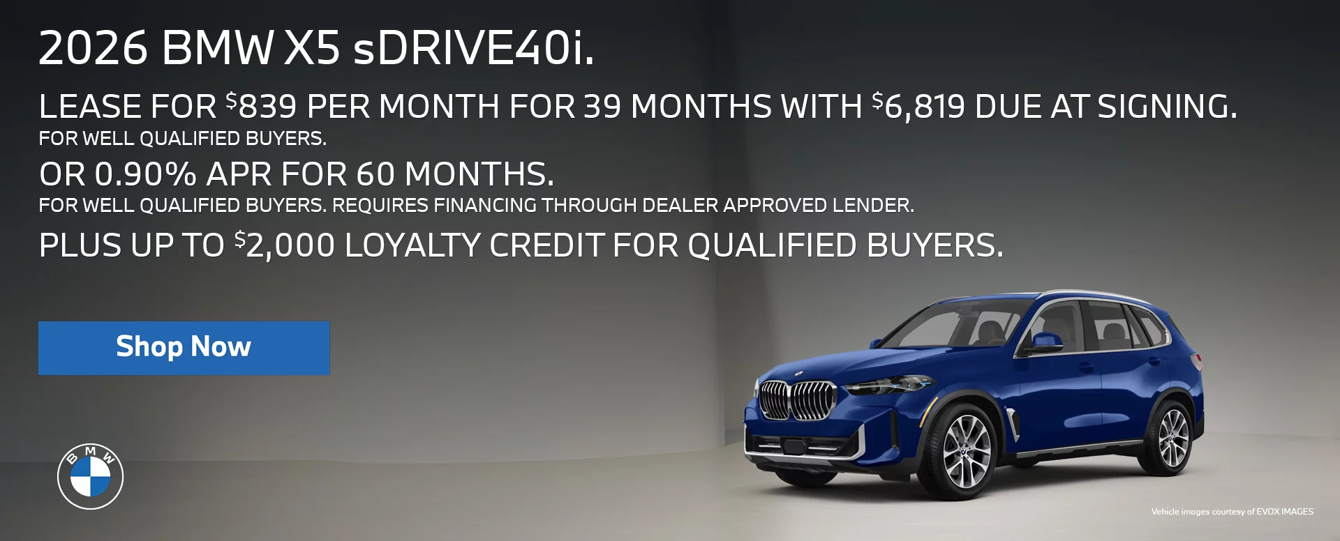 LEASE FOR $839 PER MONTH FOR 39 MONTHS WITH $6,819 DUE AT SIGNING FOR WELL QUALIFIED BUYERS.   Or 0.90% APR FOR 60 MONTHS FOR WELL QUALIFIED BUYERS. REQUIRES 		FINANCING THROUGH DEALER APPROVED LENDER.  PLUS UP TO $2,000 LOYALTY CREDIT FOR QUALIFIED BUYERS.