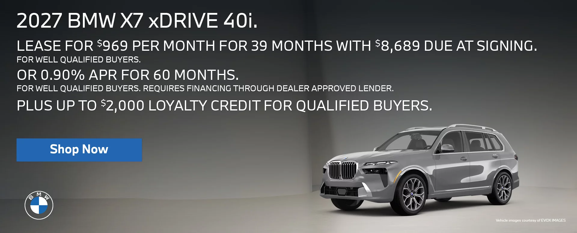 LEASE FOR $969 PER MONTH FOR 39 MONTHS WITH $8,689 DUE AT SIGNING  FOR WELL QUALIFIED BUYERS.   OR 0.90% APR for 60 MONTHS FOR WELL QUALIFIED BUYERS. REQUIRES 	FINANCING 	THROUGH DEALER APPROVED LENDER.  PLUS UP TO $2,000 LOYALTY CREDIT FOR QUALIFIED BUYERS.