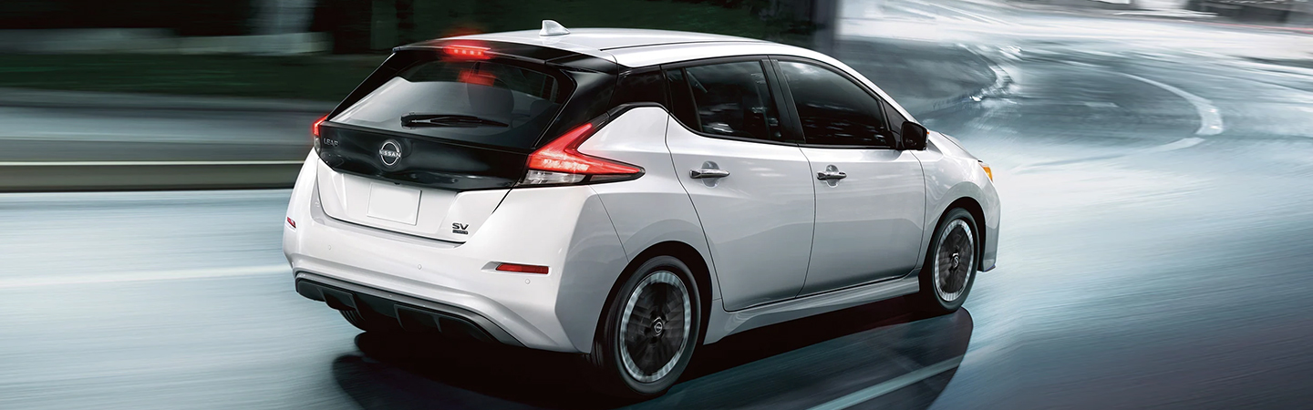 2024 Nissan Leaf vs Hyundai IONIQ 5 white backview