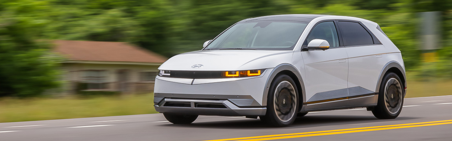 2024 Nissan Leaf vs Hyundai IONIQ 5 white frontview