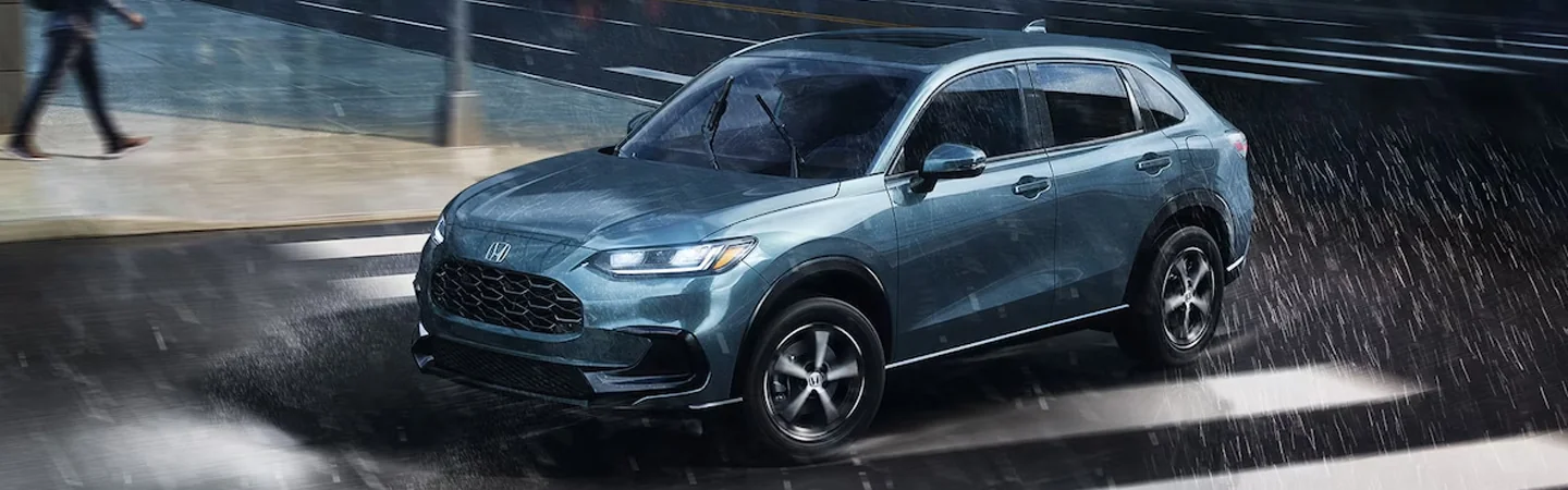 2025 Honda HR-V vs 2025 Honda CR-V blue color and side view