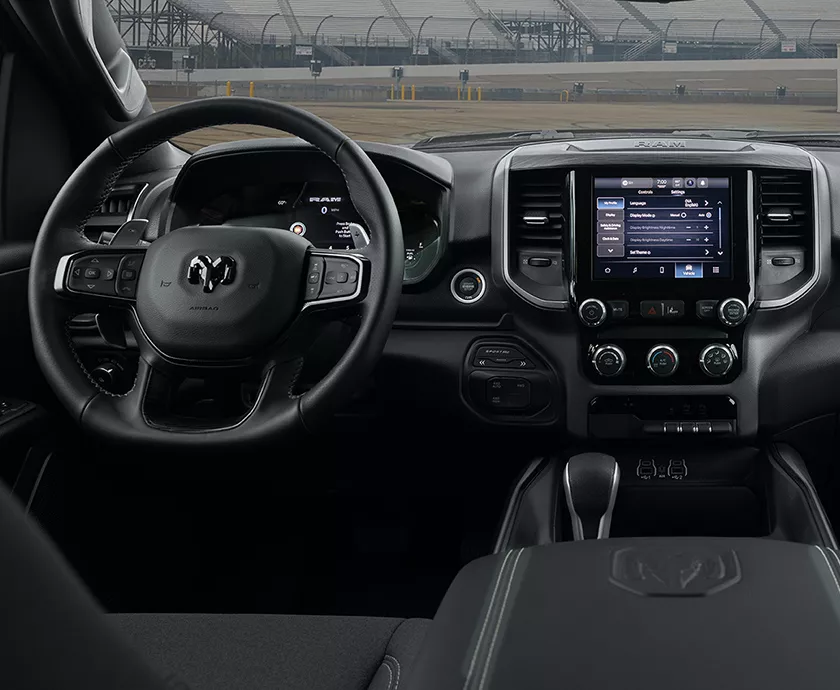Vehicle interior showing the front seating area