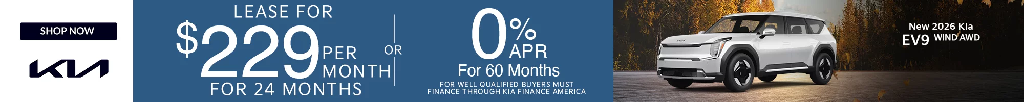 Lease for $229 per Month for 24 Months with $6,995 Due at Signing – OR – 0% APR for 60 Months