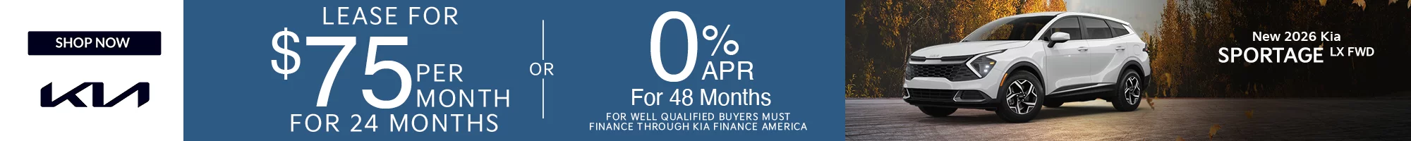 Lease For $75 Per Month For 24 Months with $6,684 Due at Signing  - OR – 0% APR for 48 Months
