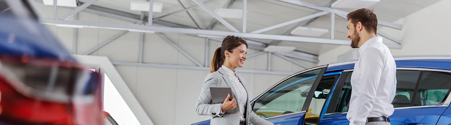 Sales person helping a customer