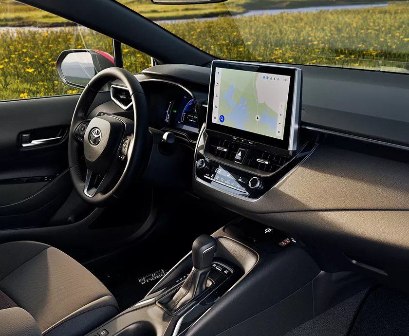 Vehicle interior showing the front seating area
