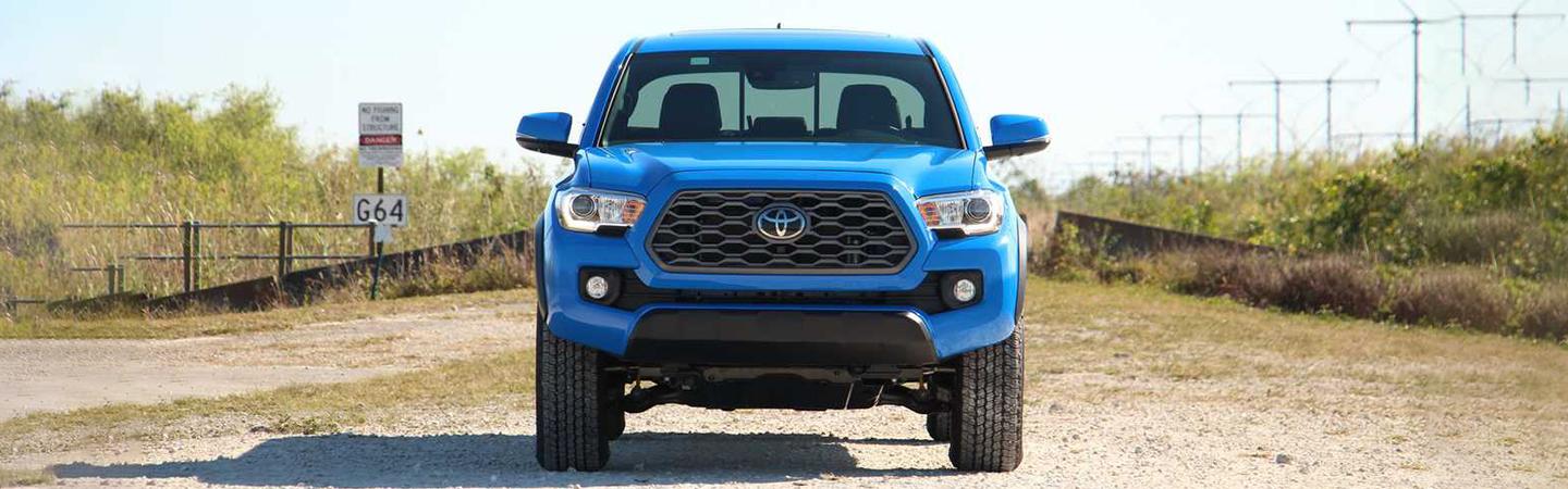 front view of Blue Toyota truck