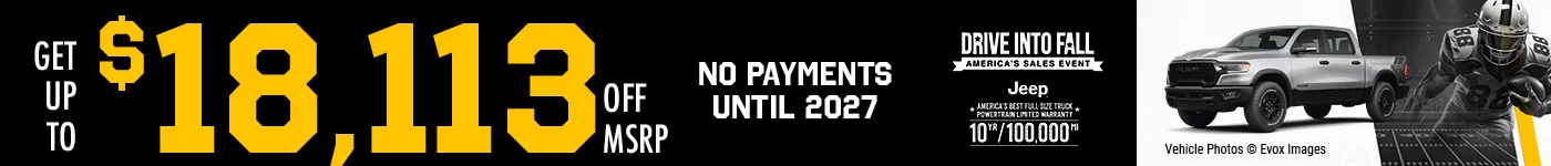 2026 RAM 1500  GET UP TO $20,164 OFF MSRP  BURST: NO PAYMENTS UNTIL 2027.