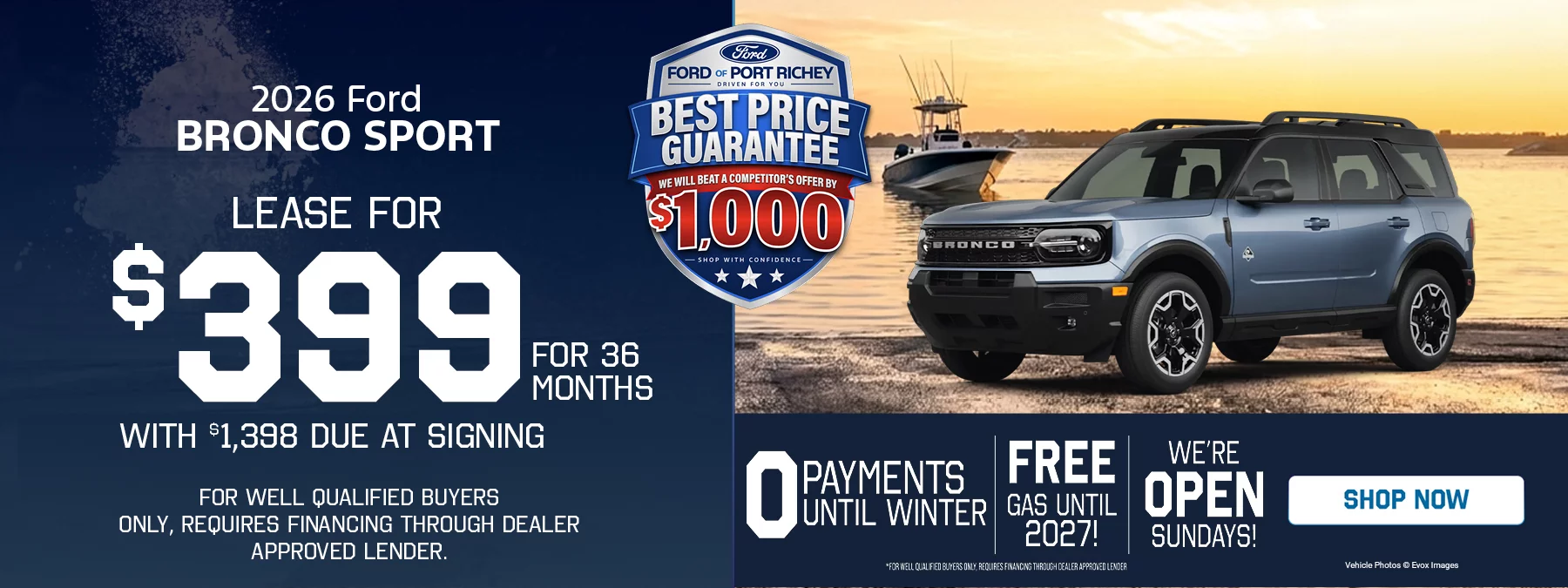 Lease for $399 for 36 months with $1,398 due at signing  No Payments Until Winter! 