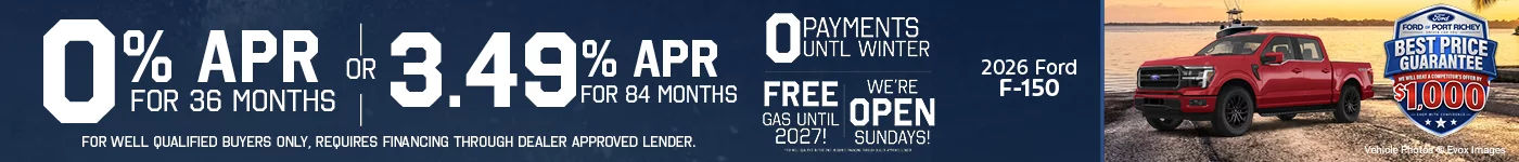 0% APR for 36 Months OR 3.49% APR for 84 Months No Payments Until Winter!