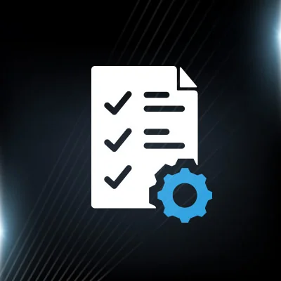 checkbox paper with gear icon