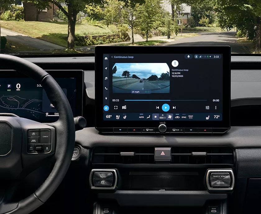 Vehicle interior showing the front seating area