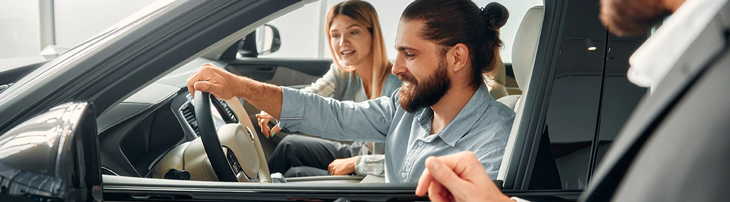 sitting in new car