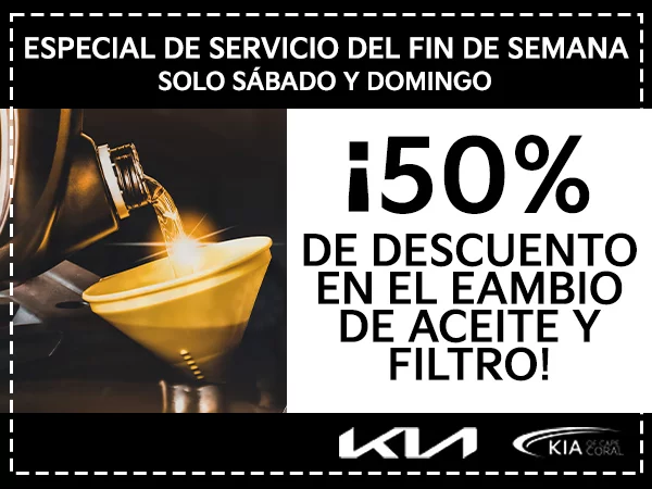 Especial de Servicio del Fin de Semana ¡50% de Descuento en el Cambio de Aceite y Filtro!