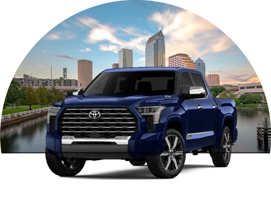 brand new blue Toyota truck at Toyota of Tampa Bay