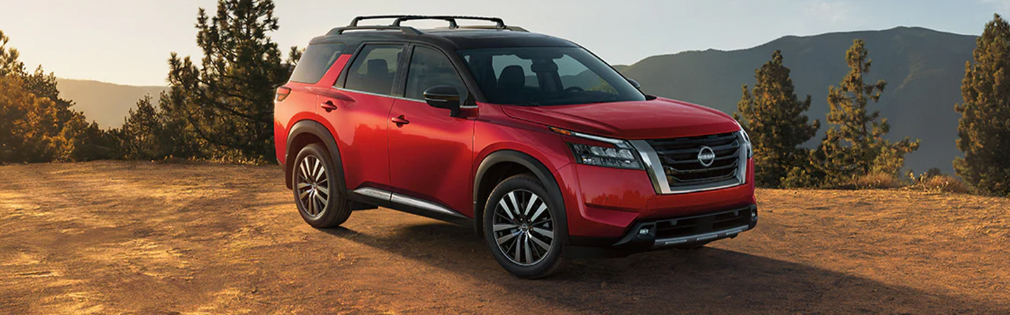 2024 Nissan Pathfinder red color frontview