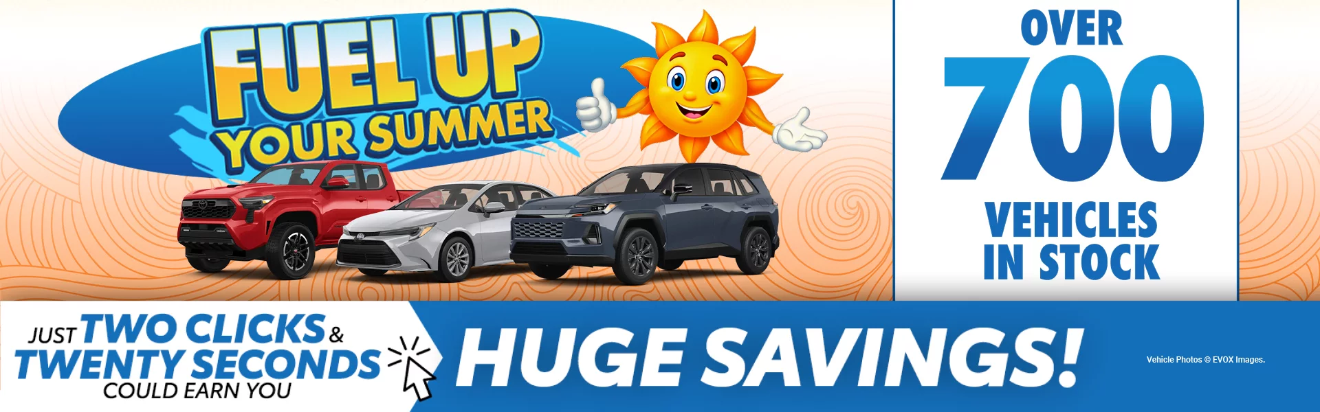 We’re celebrating Christmas in July. Over 700 Vehicles in stock. Complimentary maintenance for 4 years. Just 2 clicks and twenty seconds could earn you huge savings.