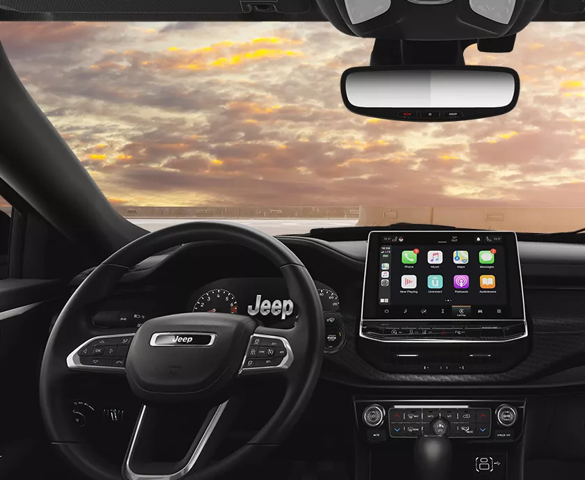 Jeep Compass interior showing the front seating area