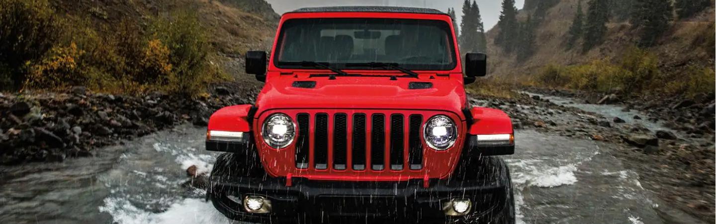 front view 2022 Jeep Wrangler Unlimited going upstream
