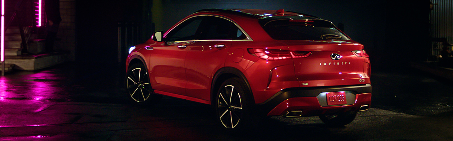 2023 INFINITI QX55 Specs side back view in red colour