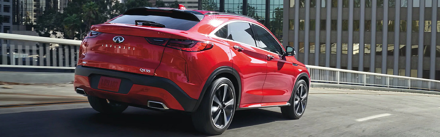 2023 INFINITI QX55 Specs back side view in red colour