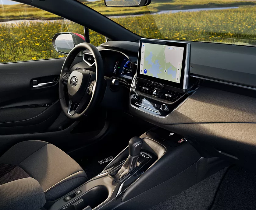 Vehicle interior showing the front seating area