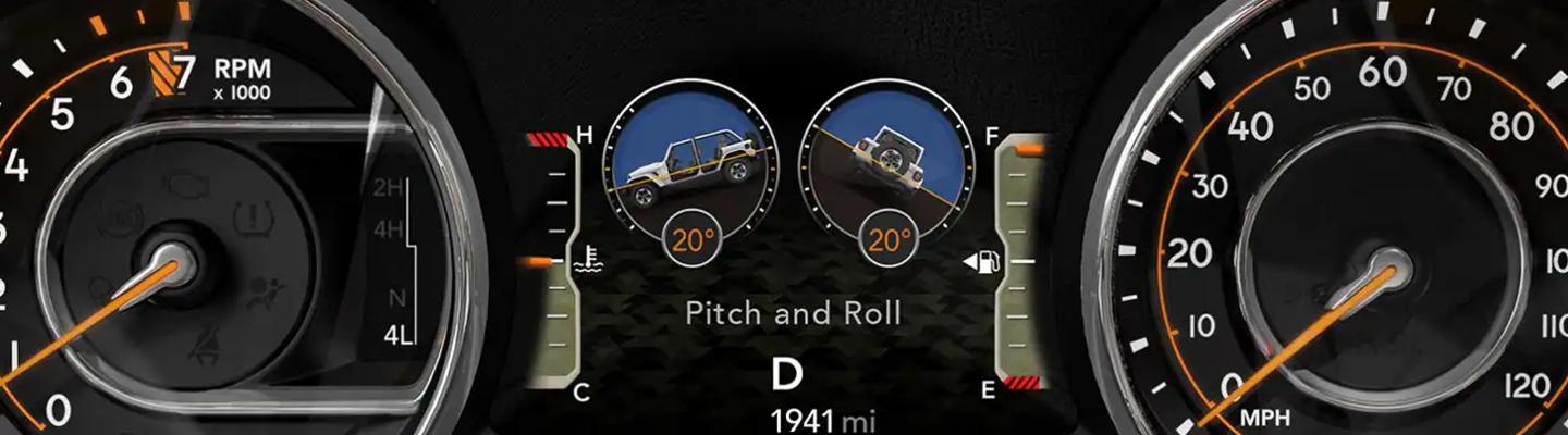 View a Jeep Wrangler pitch and roll in the dash